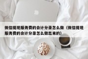 微信提现服务费的会计分录怎么做（微信提现服务费的会计分录怎么做出来的）