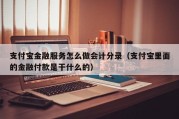 支付宝金融服务怎么做会计分录（支付宝里面的金融付款是干什么的）