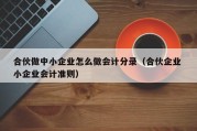 合伙做中小企业怎么做会计分录（合伙企业 小企业会计准则）