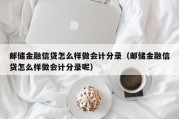 邮储金融信贷怎么样做会计分录（邮储金融信贷怎么样做会计分录呢）