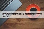 福利费用会计分录怎么写（福利费的会计分录怎么写）