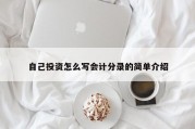 自己投资怎么写会计分录的简单介绍