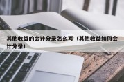 其他收益的会计分录怎么写（其他收益如何会计分录）