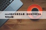 excel会计分录怎么看（会计的分录怎么写怎么看）